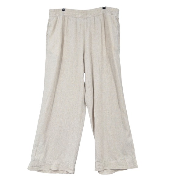 Old Navy Pants - Old Navy Womens‎ XL Beige Linen Blend High Rise Wide Leg Comfort Waist Pants